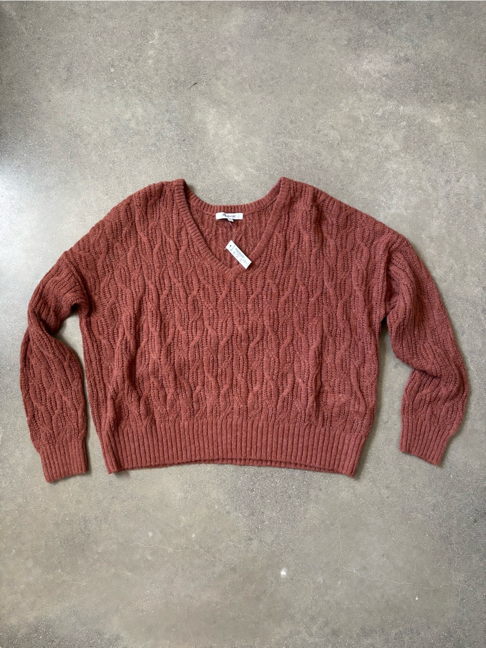 Madewell Alna V-Neck Sweater | Ground Clove | Size M